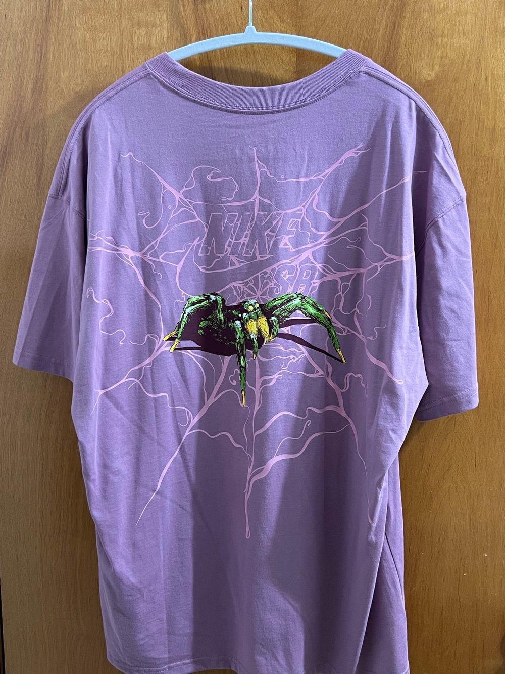 Nike Purple Graphic Short Sleeve Tee with Green Spider Print glow in the dark